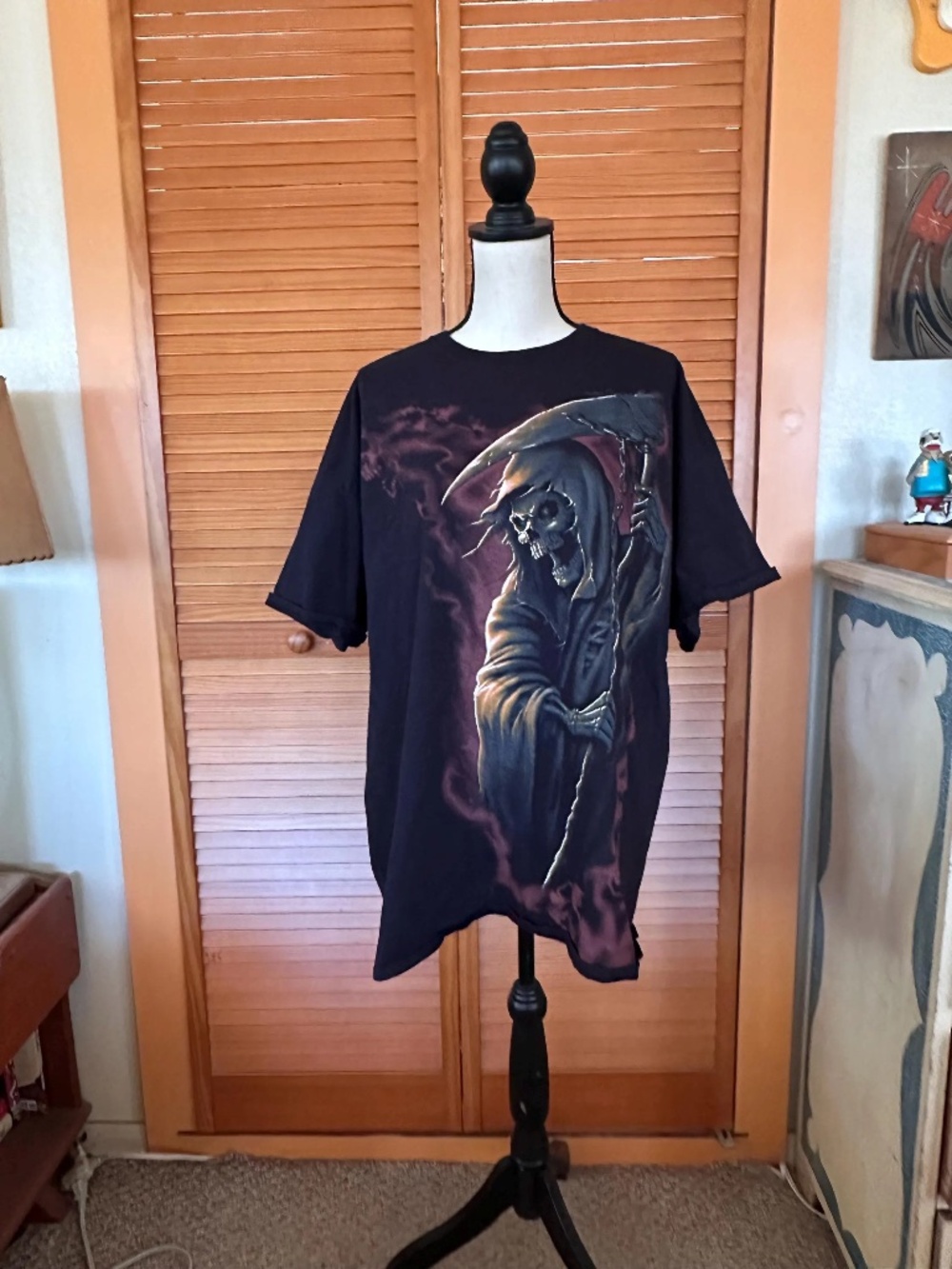 GRIM REAPER Black T Shirt 2000's L Skull W Sickle Heavy METAL Rock n Roll